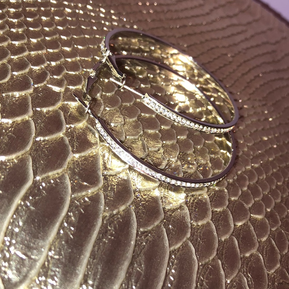 Faux diamond hoop earrings